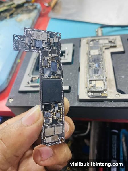 Close-up of a smartphone motherboard