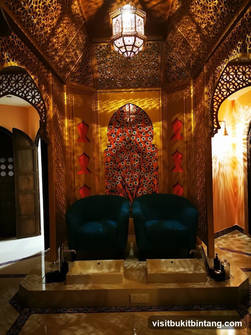 Moroccan-style spa seating area