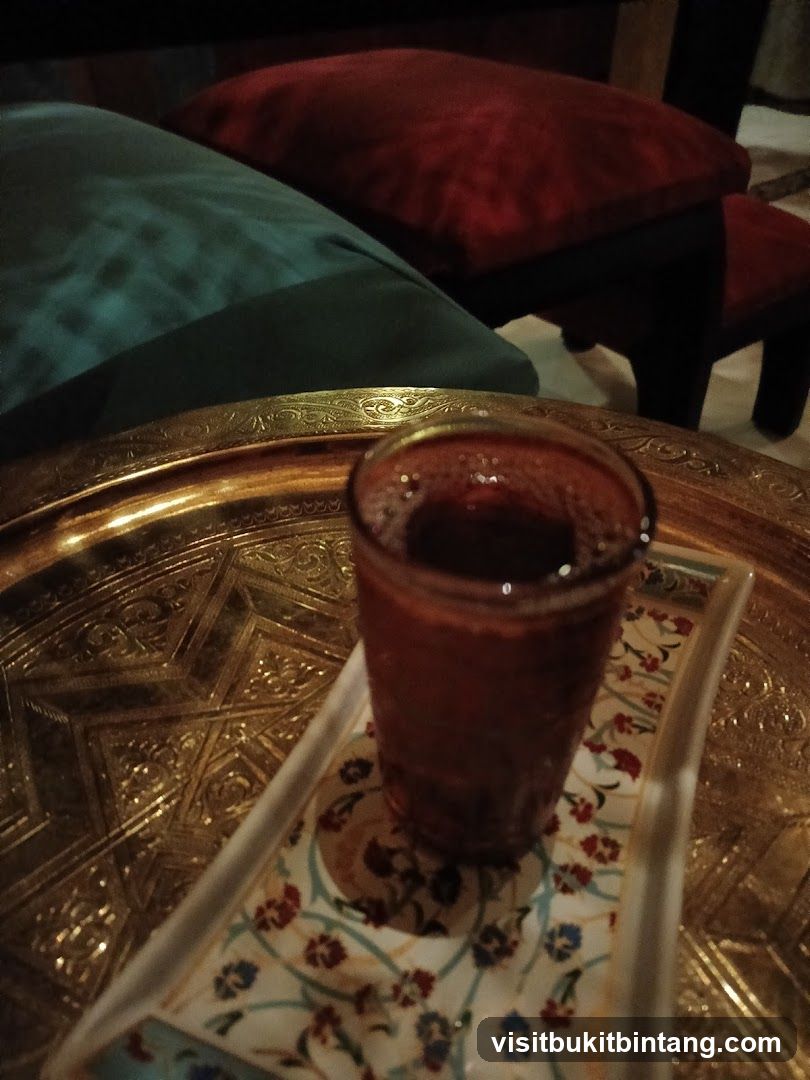 Beverage on ornate tray