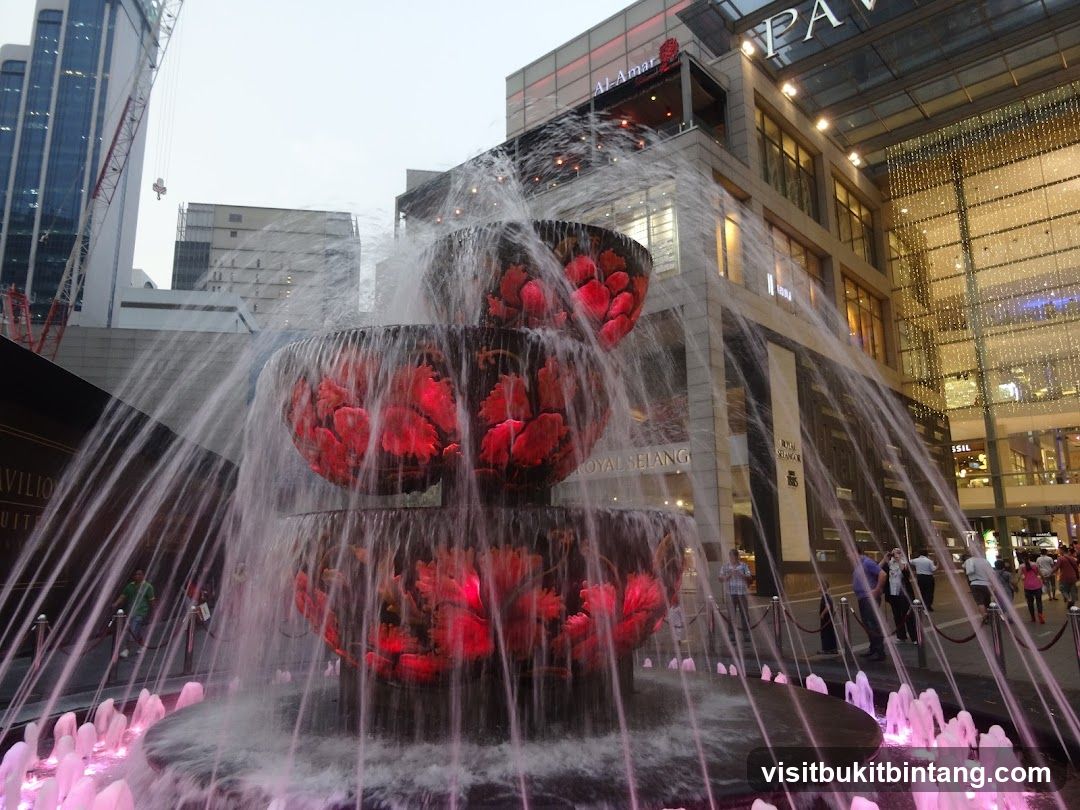 Fountain in front of a shopping mall