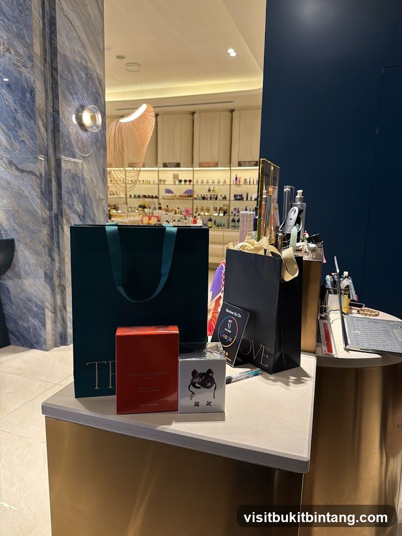 Counter with Shopping Bags and Products