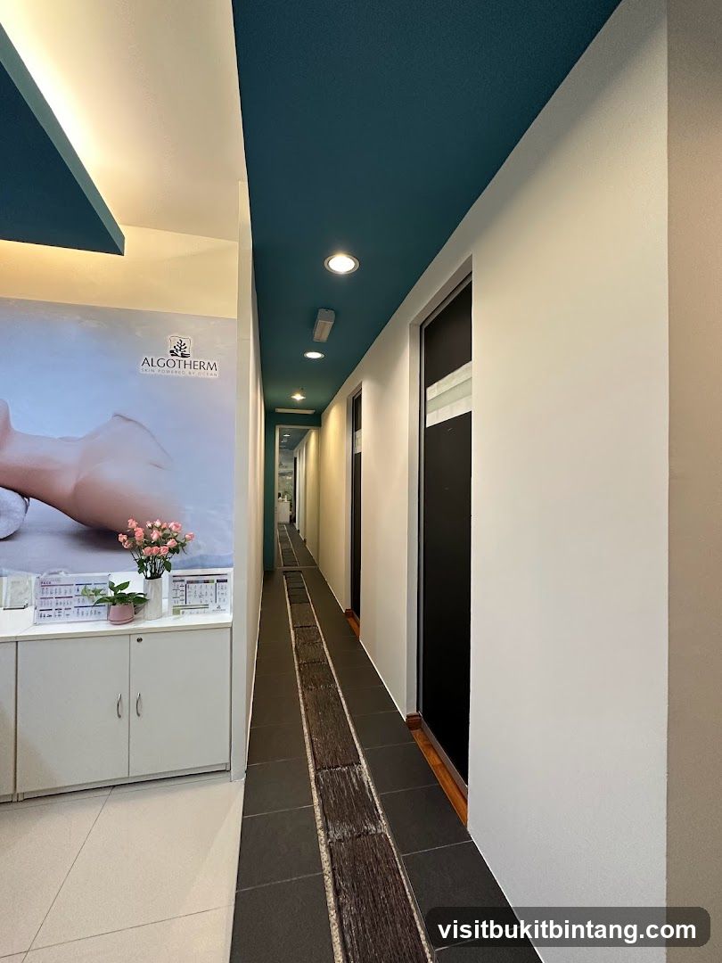 Interior hallway with treatment rooms