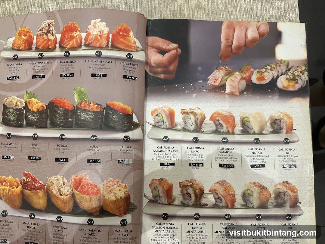 Sushi Menu