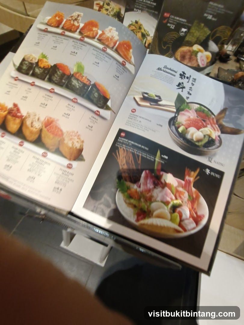 Sashimi Menu