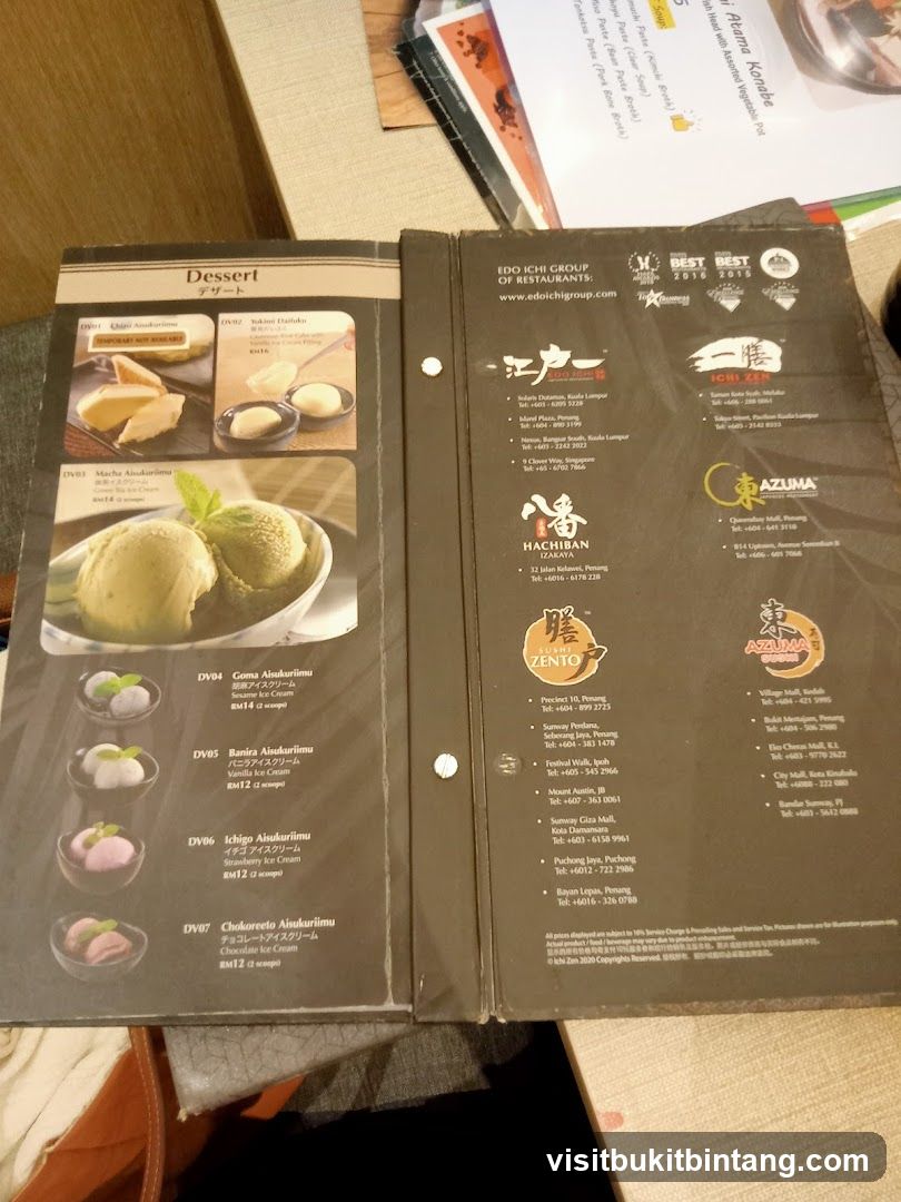 Dessert Menu
