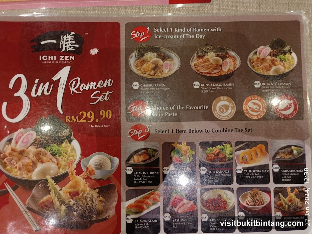 ICHI ZEN JAPANESE RESTAURANT 3 in 1 Ramen Set