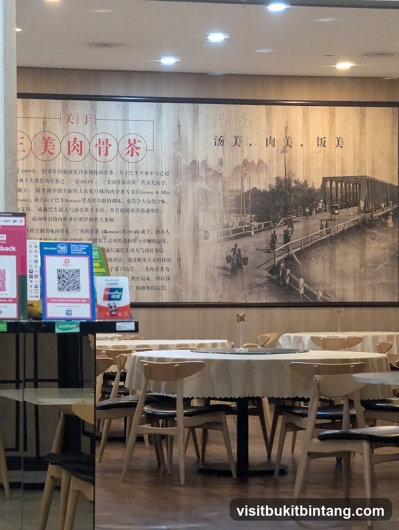 Restaurant Interior with Historical Mural