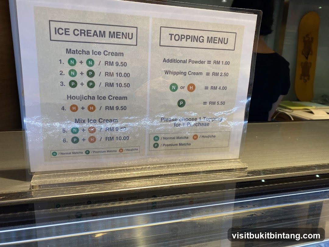 Ice Cream and Topping Menu