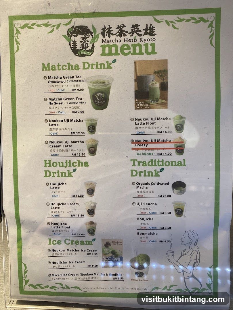 Matcha Hero Kyoto menu
