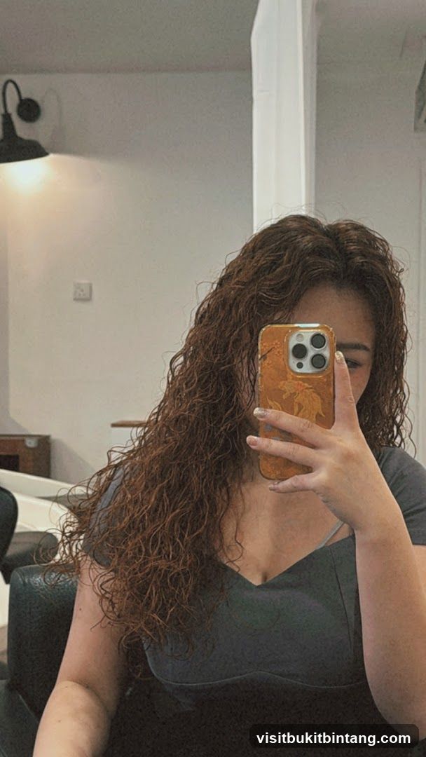 Woman taking a selfie in a salon