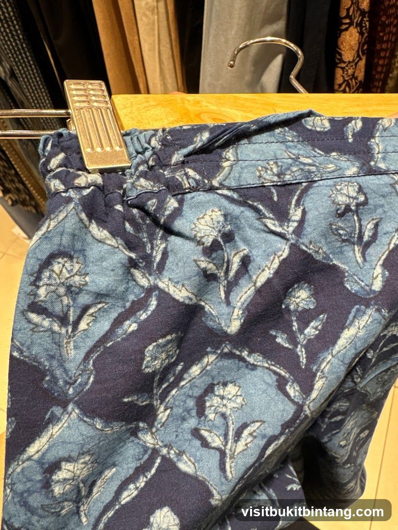 Blue Floral Patterned Pants