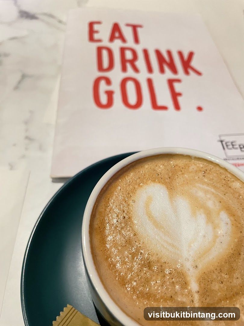 Coffee with "Eat Drink Golf" menu