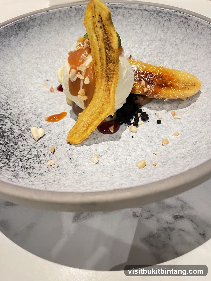 Dessert with ice cream and banana