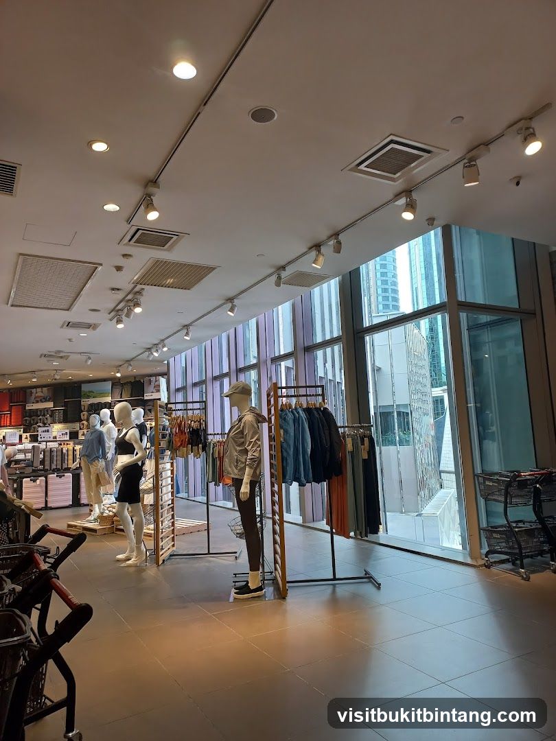 Clothing store interior with mannequins and clothing racks