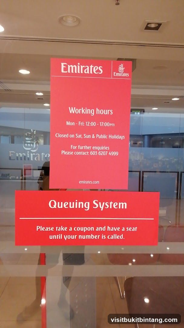Emirates Working Hours and Queuing System Sign