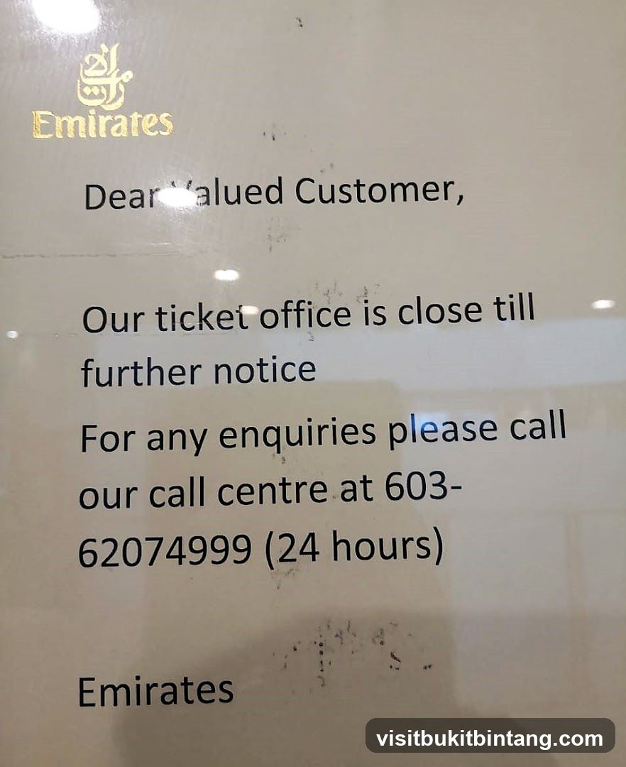 Emirates Ticket Office Closure Notice