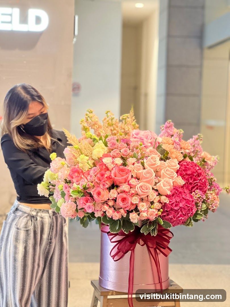 Florist arranging a large bouquet