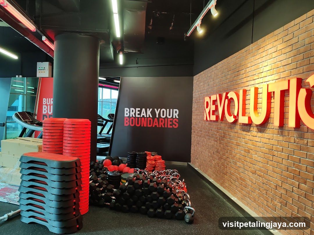 Gym Interior with Equipment Display