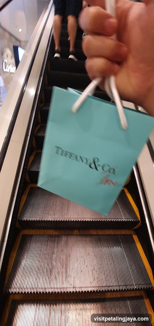 Tiffany & Co. Shopping Bag on Escalator