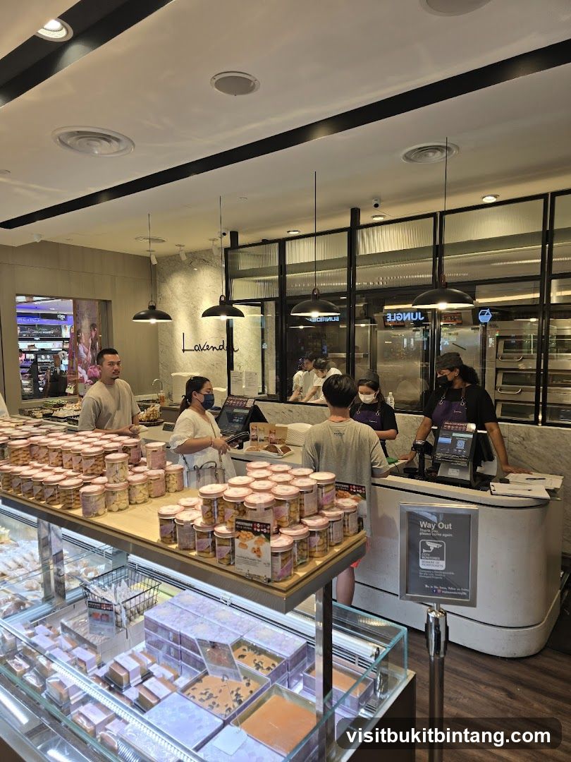 Bakery Interior with Pastries and Customers