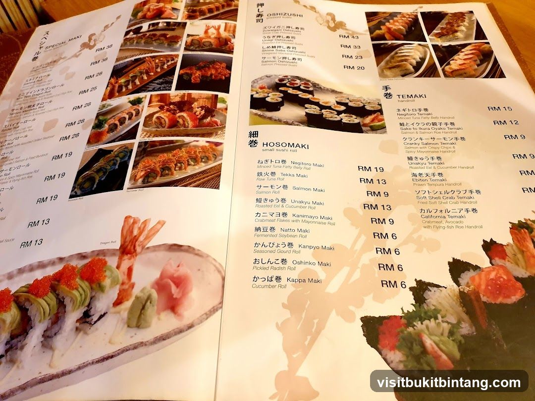 Sushi Menu