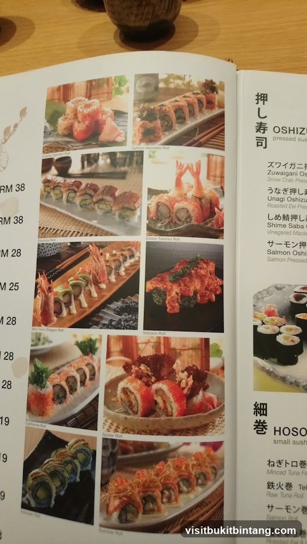 Sushi Menu