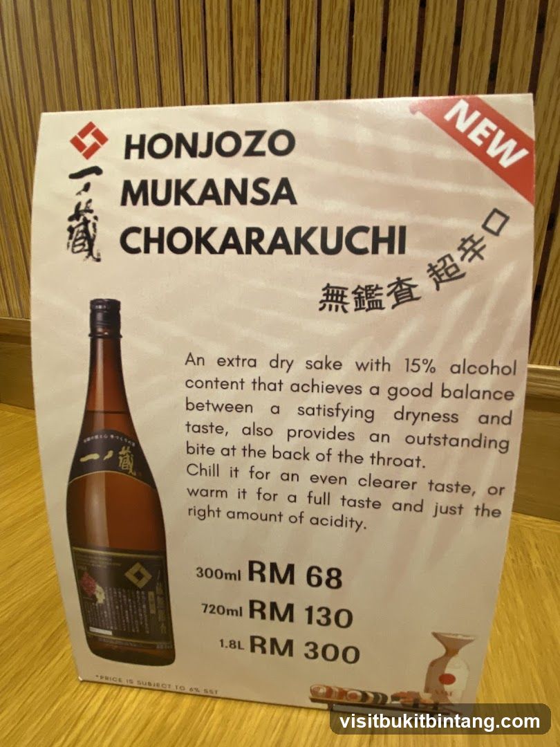 Honjozo Mukansa Chokarakuchi Sake