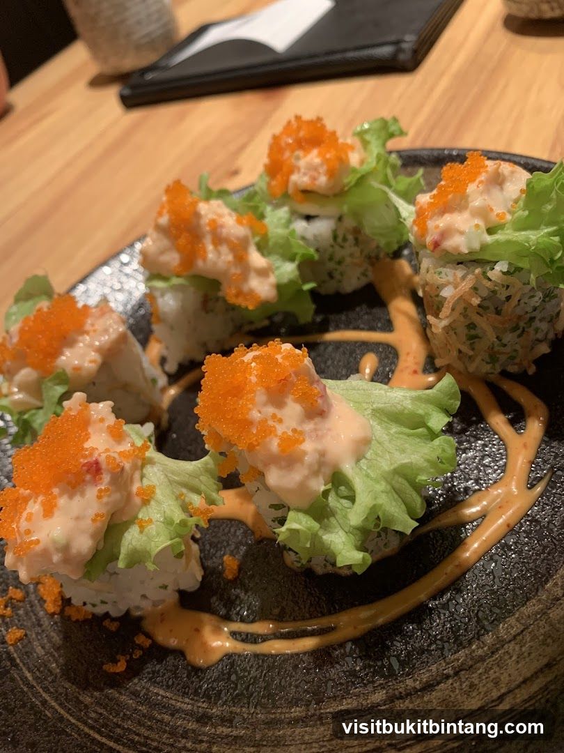 Sushi Rolls with Roe and Sauce