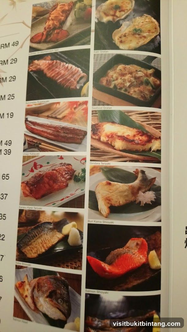 Japanese Seafood Menu