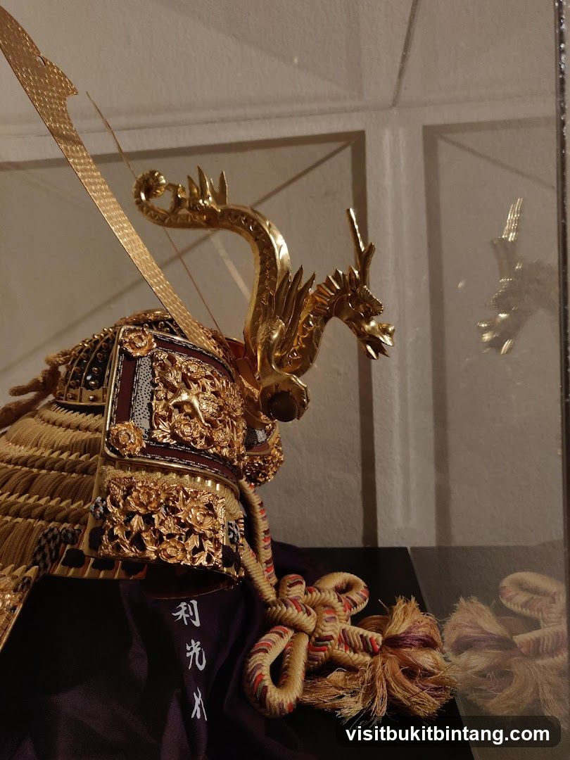Golden Samurai Helmet with Dragon Ornament