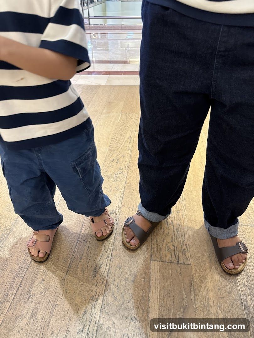 Two people wearing sandals
