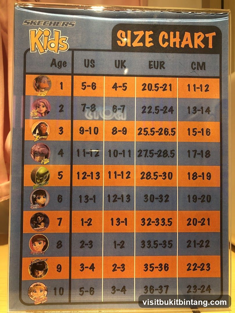 Skechers Kids Size Chart