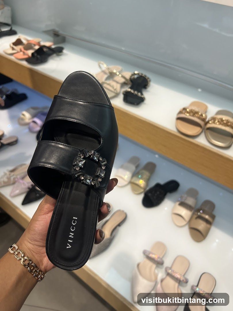 Black Embellished Slide Sandals
