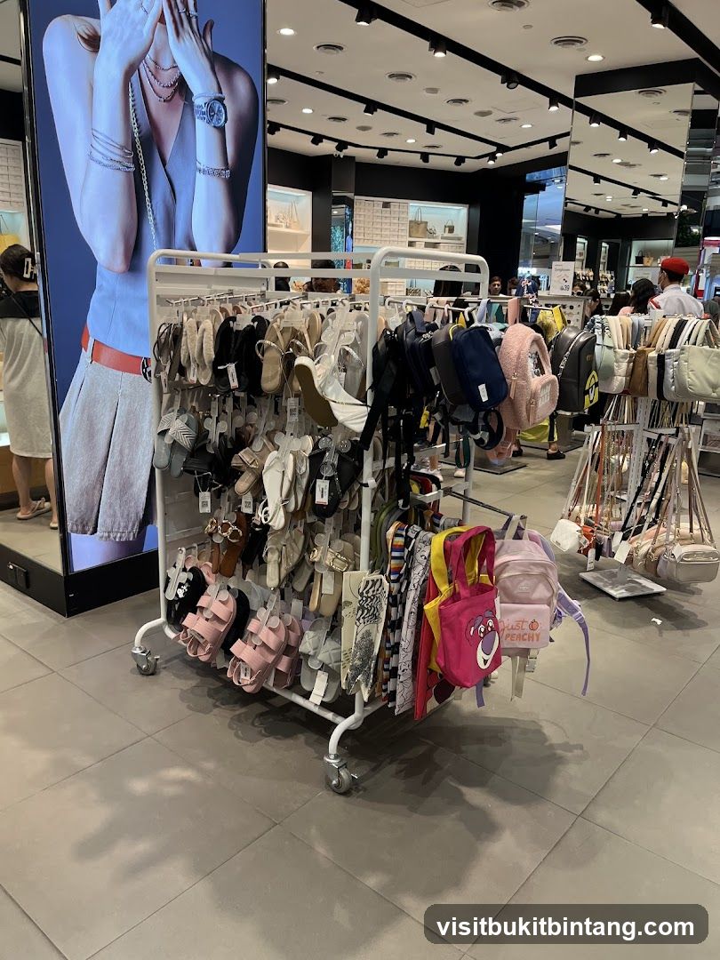 Display of Sandals and Bags in a Store