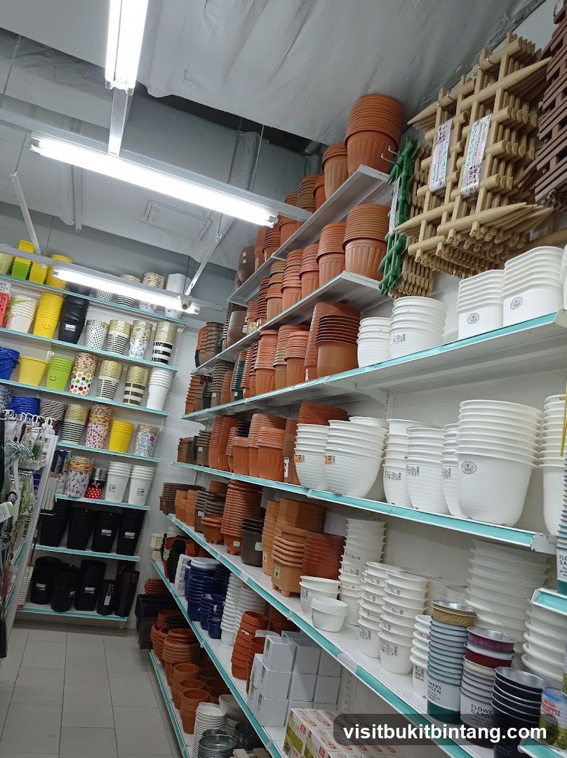 Shelves stocked with plant pots
