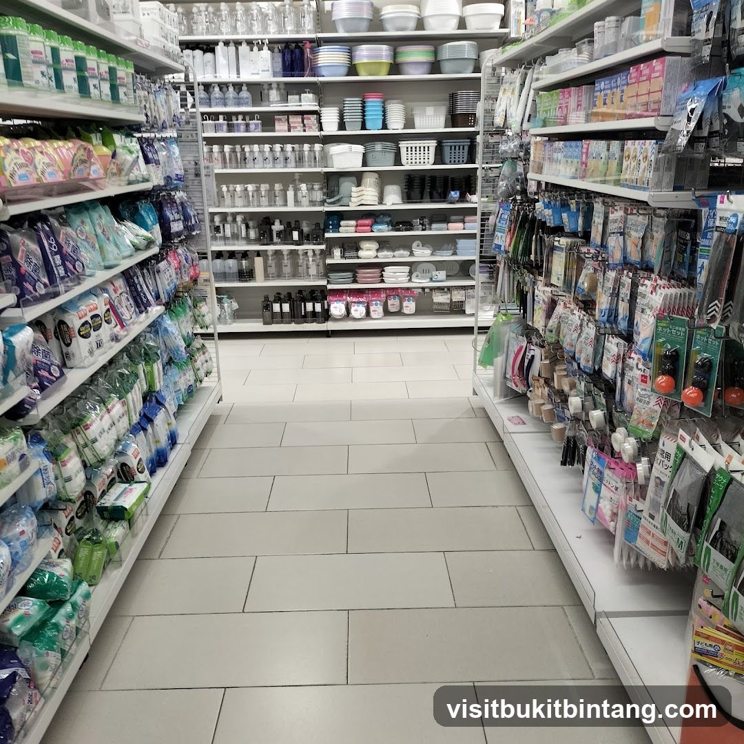 Aisle of a store with shelves stocked with various products