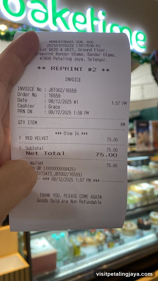 Receipt from Momentobake