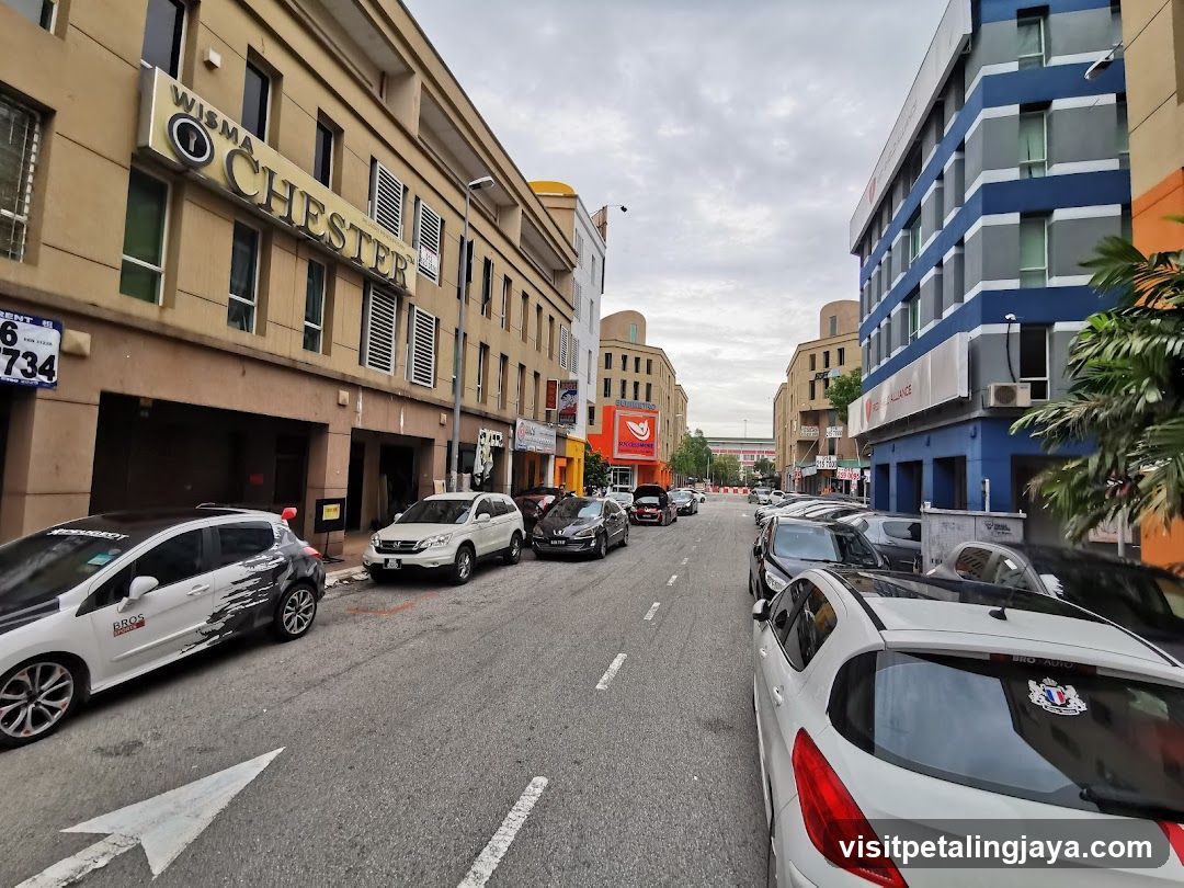 Street View with Parked Cars and Buildings