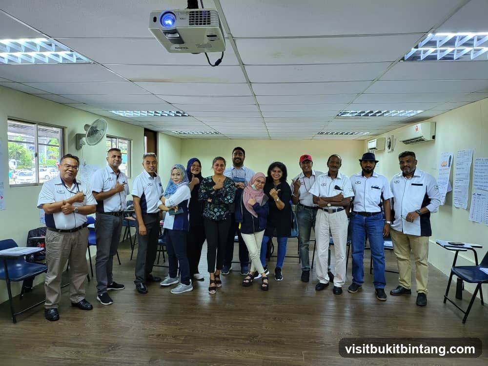 Group posing for a photo in a classroom