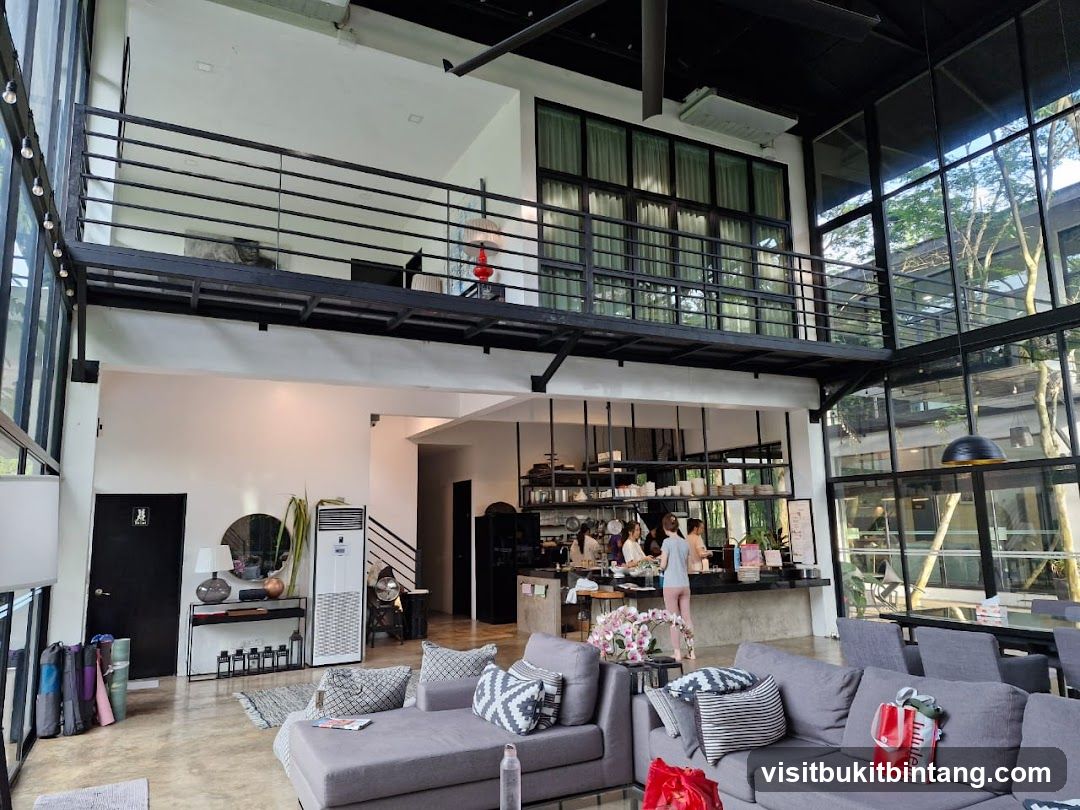 Modern Interior with Mezzanine and Lounge Area