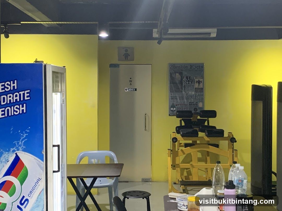 Gym Interior with Restroom Door