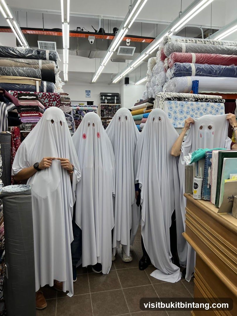 People in Ghost Costumes in Fabric Store