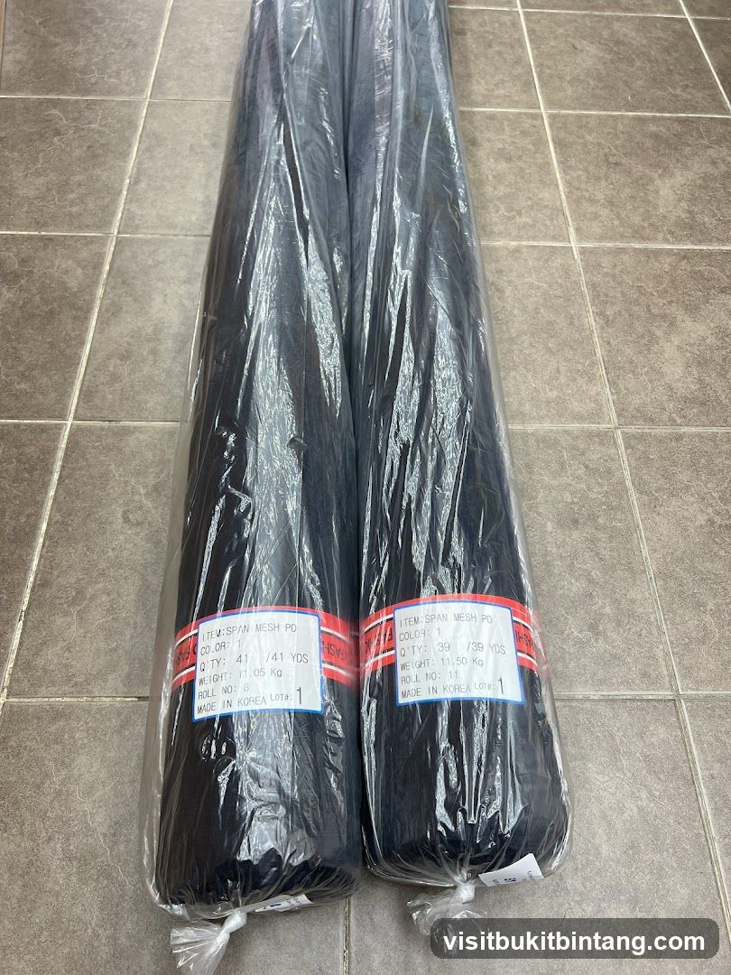Two Rolls of Black Mesh Fabric