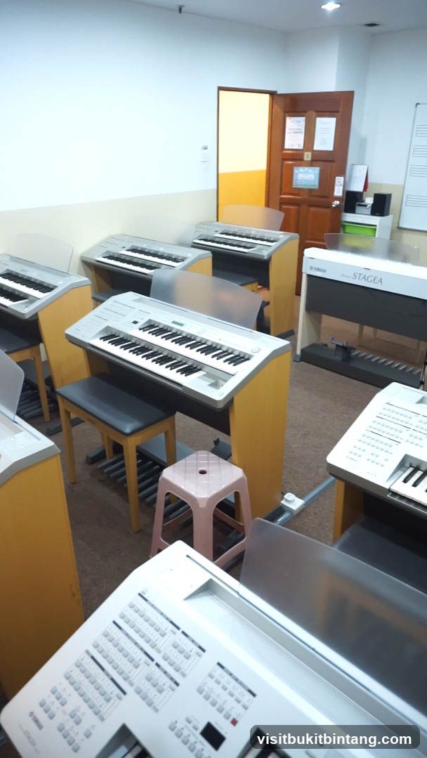 Keyboard instruments in a room