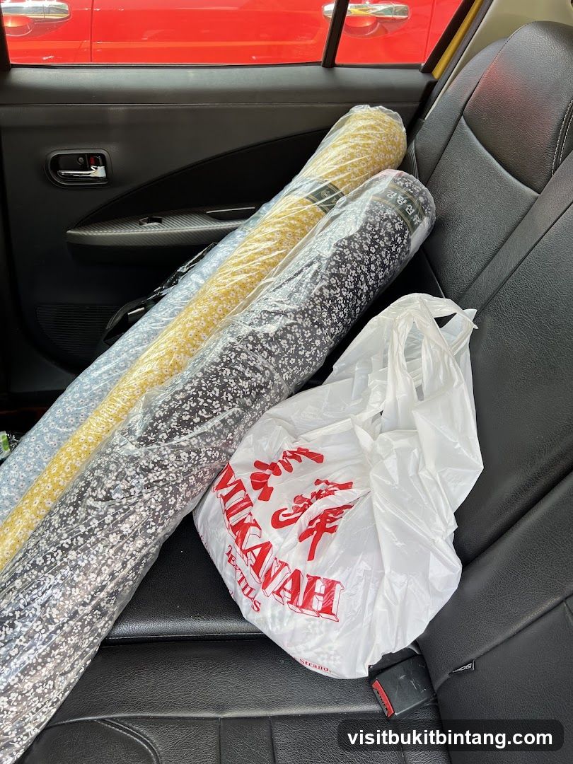 Fabric Rolls in Car