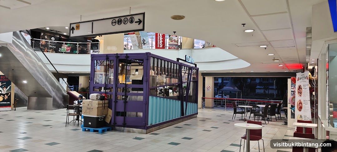 Indoor food stall with seating area
