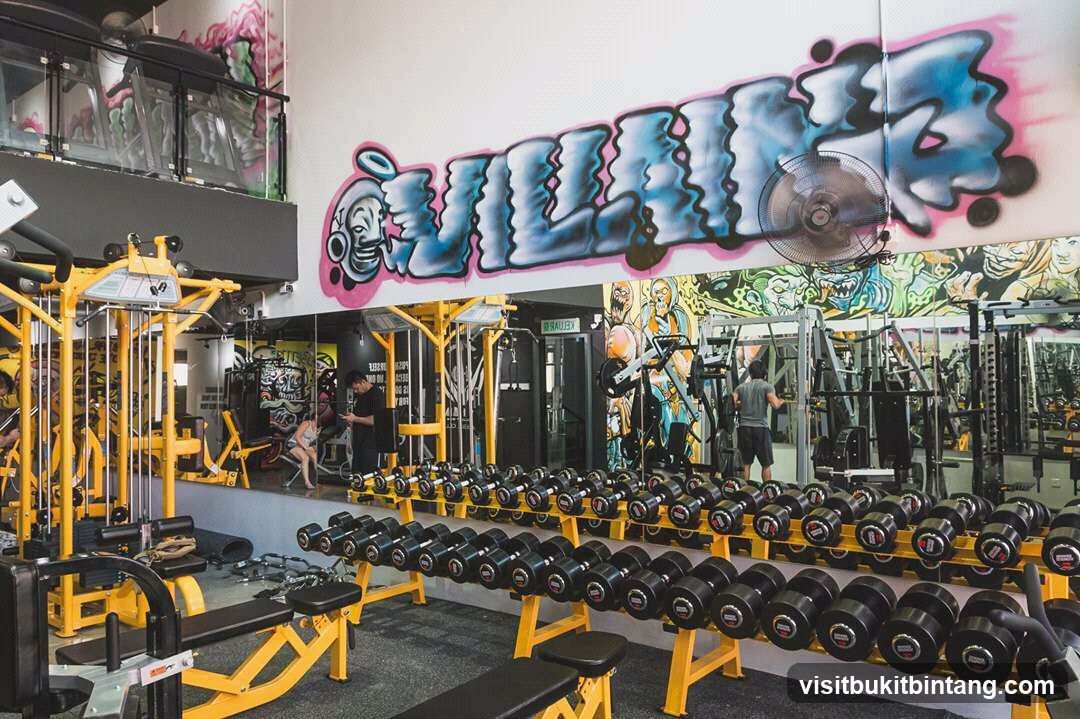 Gym Interior with Dumbbells and Weight Machines