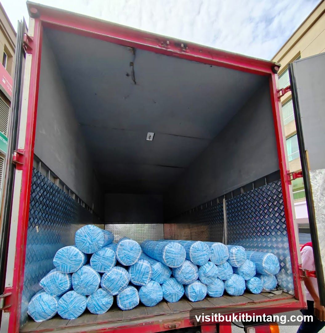 Truck Bed Loaded with Rolled Goods