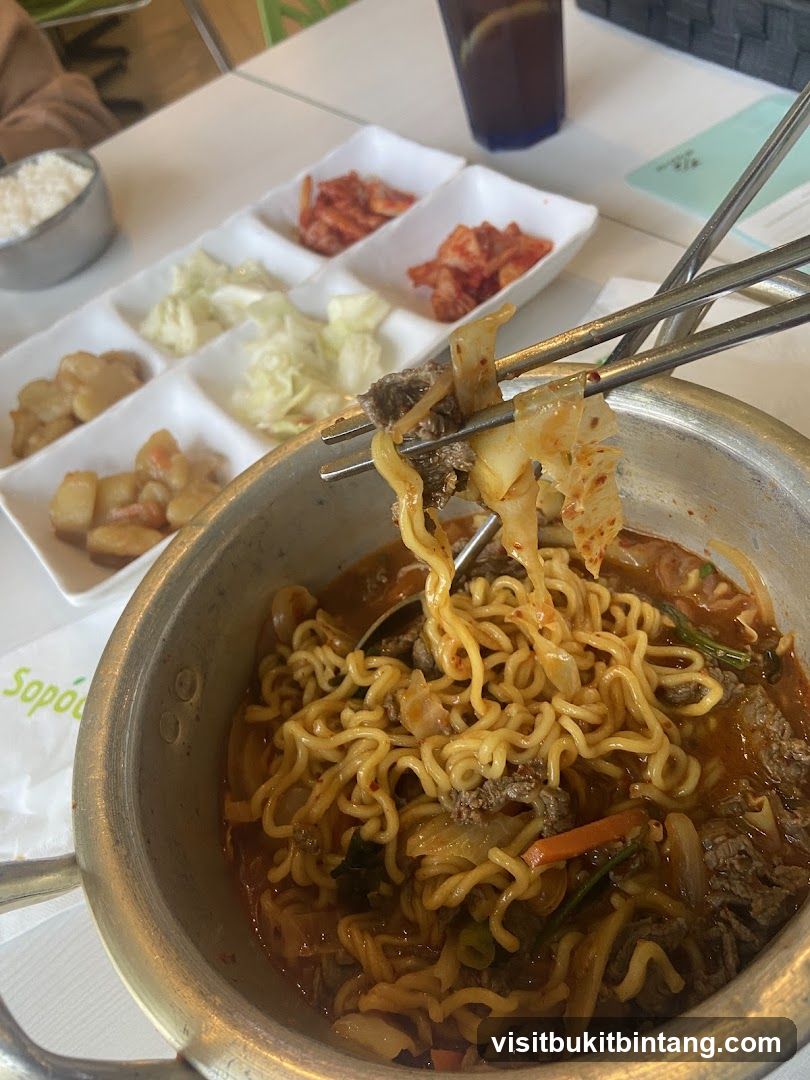 Korean Noodle Dish with Side Dishes