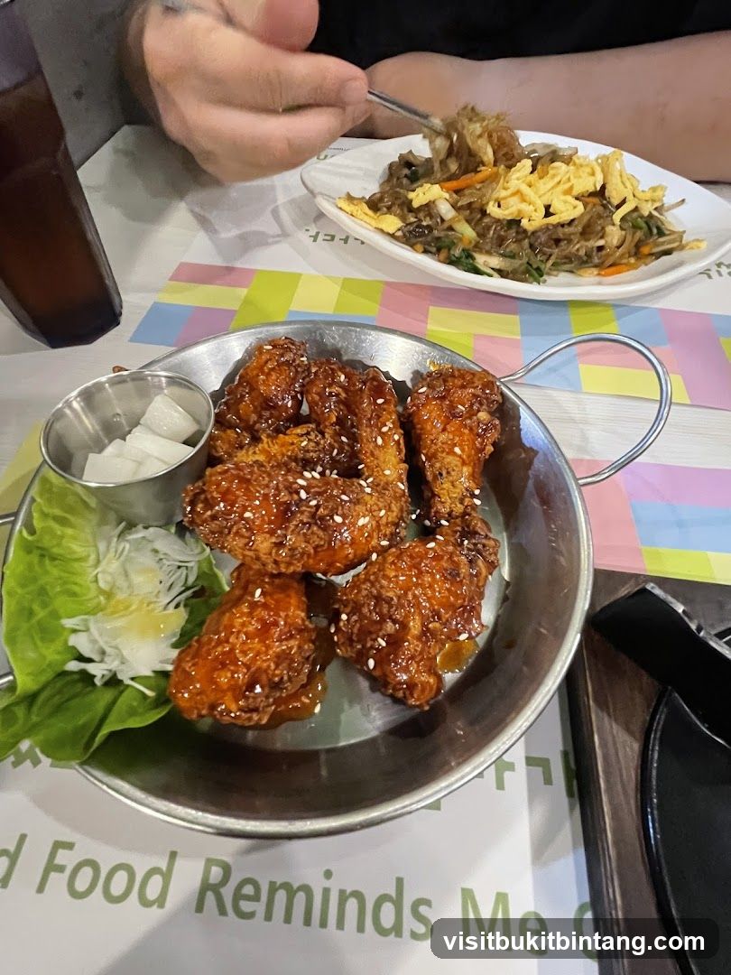 Korean Fried Chicken and Japchae